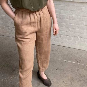 Hoi Bo Linen Gathered Slacks - Fawn
